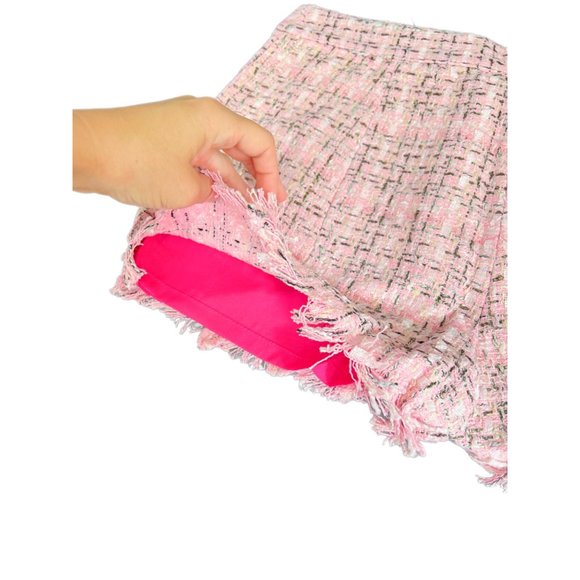 NWT Very J Pink Tweed Frayed Shorts | Size Small - Picture 3 of 3